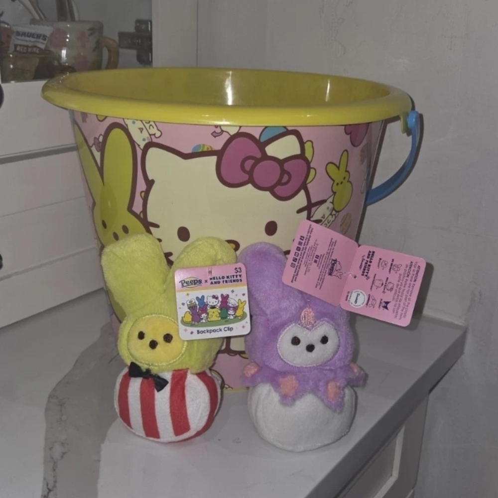 Hello Kitty Easter Bucket with Keroppi And Kuromi Bag Charms